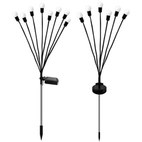 Lot de 2 lucioles solaires à 6 LED - Étanche - Étoiles - Pour jardin, allée, paysage, extérieur - Lumière chaude [Classe énergétique A+++] (1/4)