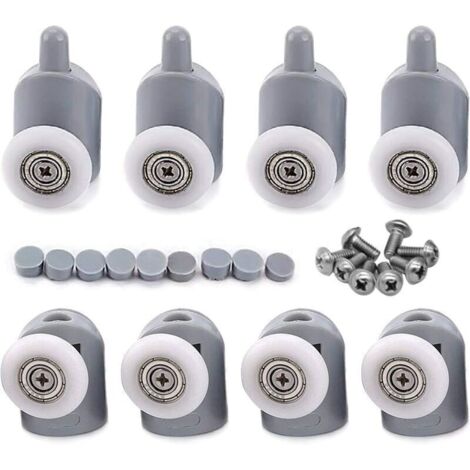 8 Pcs 23mm Galet Rouleau Roulette Roue pour Porte de Douche, Roulettes Coulissantes Porte Salle de Bain (1/4)
