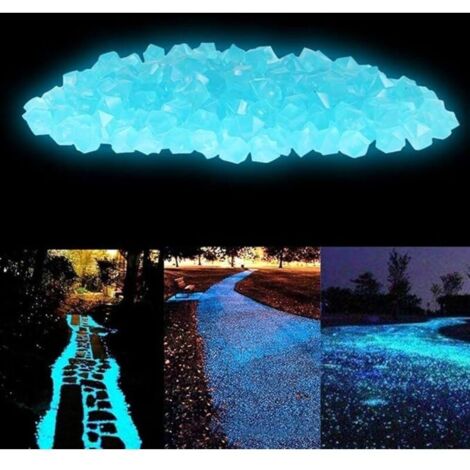 300PCS Pierre Lumineuse,Cailloux Lisses de résine,Pierre Lumineuse Exterieur Décoratives pour Aquariums/Jardin/Allées/Routes (Lac Bleu)