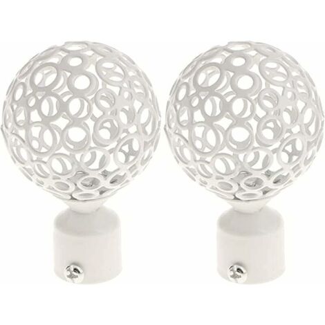 2pcs Embout Tringle à Rideaux 28mm Blanc, Paire Embout De Tringle à Rideau Draperie Rail PôLe TêTe Pour DéCoration Tringle à Rideau (1/4)