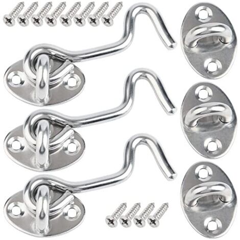 Crochet Porte, 3 Pcs 7.5cm Loquet Porte Exterieur,Crochet Fermeture Porte,Crochet Cabine en Acier Inoxydable,Verrou de Porte Interieure Avec Vis de Montage,Targette de Porte Pour Fenêtre,Grange (1/4)