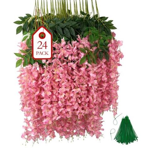 24 Pièces Fleur Artificielle Deco Glycine Fleurs Artificielles Tombante pour Décoration du Mariage Fête Jardin