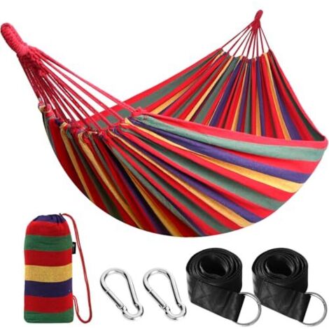 Hamac d'extérieur de Camping, en Plein air Portable en Toile, Léger avec Sangles respectueuses des Arbres, Sac de Transport, Parfait pour Le Jardin, Balcon, Patio, la Plage, Randonnée (1/4)