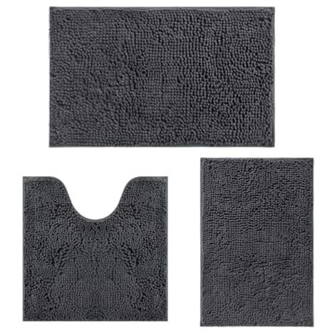 Tapis De Bain Chenille Ultra Doux Antidérapant, Set de Tapis de Bain Absorbant 3 Pièces (1/4)