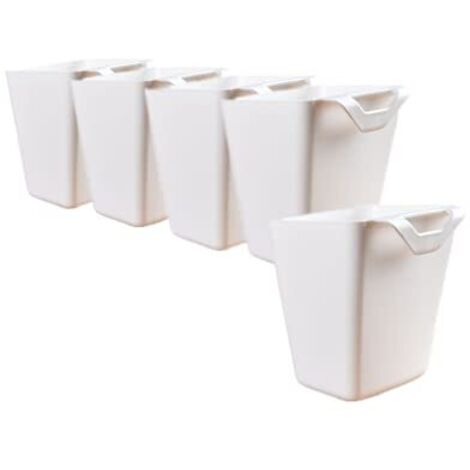 Lot de 5 porte-gobelets blancs à suspendre,accessoires de chariot, organiseur mural,seau de rangement,conteneurs de plantes/pot à crayons pour la décoration de la maison,du bureau, de la cuisine (1/4)