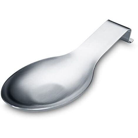 Repose Cuillère En Argent Mat, Porte Cuillère En Acier Inoxydable Pour Cuisinière, Porte Stensiles De Cuisine Pour Louches, Pinces, Spatule, Porte-cuillère Pour Cuisinière (1PC-9,5 Pouces) (1/4)