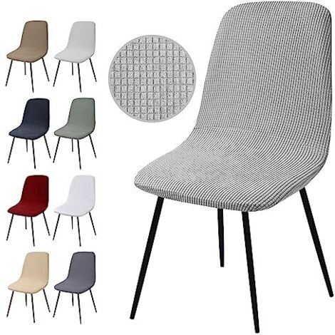 Housse de Chaise Extensible 2 pièces, Housse de Salle à Manger Amovible Lavables Couverture de Chaise en Jacquard Revêtement de Chaise pour Salle à Manger,Hôtel,Décor,Mariage(Y-Gris Argent, 2 Pièces) (1/4)