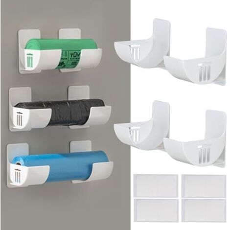Boîte Rangement Papier Alu 4 Pièces - Étagère Murale Adhésive Pour Porte de Placard de Cuisine et Garde-Manger - Fixation Murale Pour Papier Sulfurisé Blanc (1/5)
