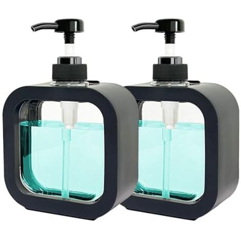 Distributeur Savon, 2 Pièces Flacon Pompe Vide, Distributeur Liquide Vaisselle et Produits Soin Personnel Salle de Bain, Cuisine (500ml 2pcs-Noir) (1/5)