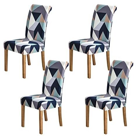 Lot de 4 housses de chaise extensibles amovibles et lavables pour hôtel, restaurant, cuisine, fête de mariage, Grille Magique (1/4)
