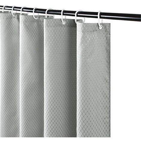Rideau de Douche Anti Moisissure Tissu Imperméable et Lavable Épais Rideaux de Douche en Polyester Gris Gaufre pour Baignoire avec 10 Crochets Petit 150x180cm (1/4)