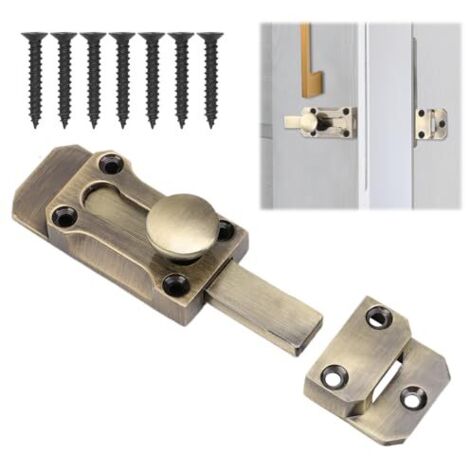Loquet Porte, Verrou de Porte Coulissante Loquet 3 Pouces (7,5 cm) en Laiton Serrure Portail Interieure/Extérieure avec Vis Pour Fenêtre, Placard, Jardin (Style Rétro)