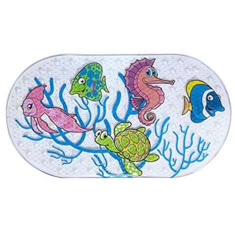 Tapis de Bain pour Tapis de Douche, 39 cm x 69 cm Tapis de Douche antidérapants avec ventouses, Tapis de Baignoire Lavable en Machine pour Salle de Bain (Underwater World) (1/4)