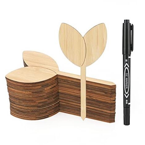 30 Pièces 12CM Etiquette Jardin Exterieur, Etiquette Pour Plante Bambou, Etiquette Potager,Etiquettes Semis,Convient aux Légumes Succulents et Aux Fleurs (1/4)