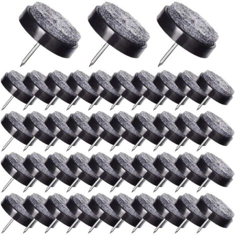 Lot de 50 patins pour chaise à clouer 24mm – Feutre épais 5mm pour sols durs – Réduction du bruit et usure des meubles – Noir