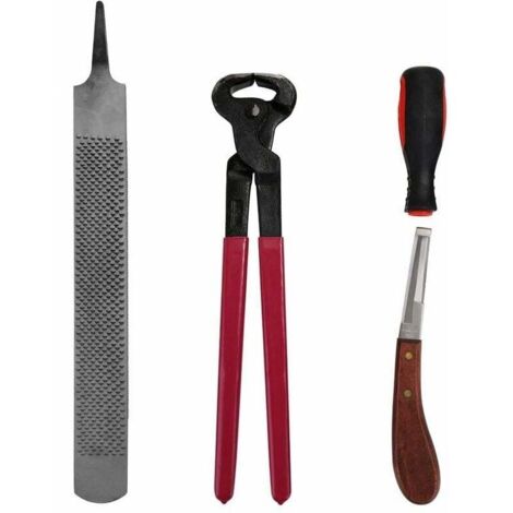4 pièces cheval maréchal-ferrant sabot pince garniture ferrage fichier râpe poignée sabot coupe outil cheval soin accessoire