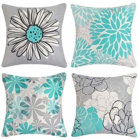 Lot de 4 Housse de Coussin d'extérieur, imperméable Housse de Coussin Housse Coussin en Lin en Tournesol pour Patio Jardin Salon Chambre Décoration(40 x 40 cm, Jaune)