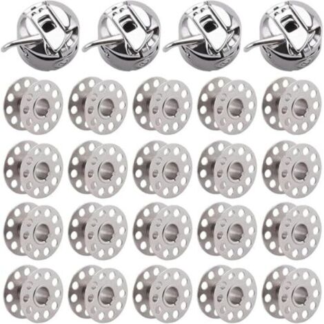 Métal Boîtier Canette,4 Pièces Boîte à Canette pour Machine à Coudre,20 Pièces Bobine en Métal,Compatible pour Singer Janome Brother Machine à Coudre Domestique Standard D'artisanat