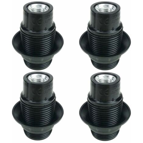Noir Support D'ampoule E14, 4 Pièces Douille E14, Ampoule à Douille E14, Douille D'ampoule Solide, Adaptateur Noir Socket (1/4)