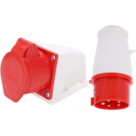 Prise Triphasée 5 Broches Prise Femelle Industrielle et Prise Mâle Industrielle 16A 3 P + N + T pour Rallonge Electrique, Camping Car Usage Intérieur et Exterieur (1/4)