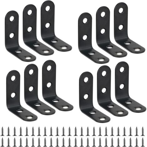 Équerre de fixation 40mm x 40mm – Acier inoxydable noir – Angle droit pour meubles et étagères – Capacité portante élevée - 40mmX40mm (1/4)
