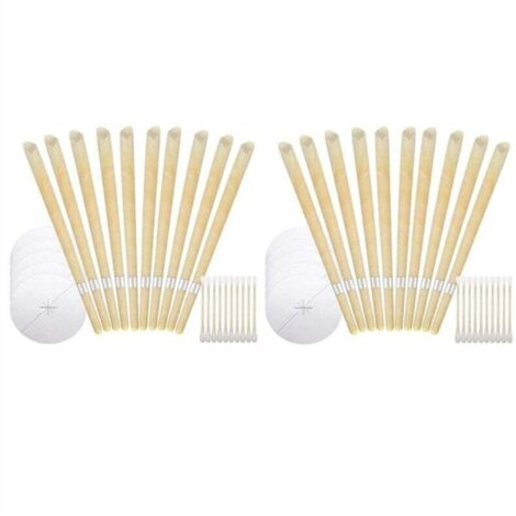 20 Bougies Auriculaires Naturelles Cire d'Abeille Élimination Cire Oreille Kit Nettoyage Auditif (1/4)
