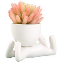 Pots de Plantes Succulentes en Céramique Blanche, Forme D'humain Créatif - Petit Pot de Fleurs