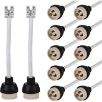 Douilles en céramique GU10 : câble en silicone de qualité 15 cm/10 mm, douille GU10, connecteur GU10 pour ampoule GU10 0-250 V, 3 A, douilles GU10 en céramique - 12 pièces
