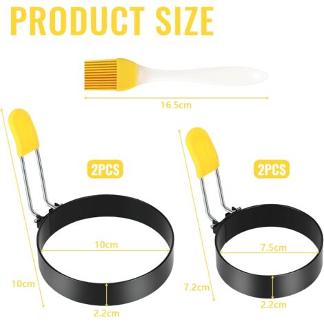 Lot de 4 moules à œufs au plat - En acier inoxydable