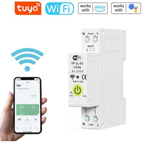 Disjoncteur Intelligent Tuya Wifi, Mesure De Puissance, Rail DIN Telecommande Surveillance Kwh Minuterie Relais A~p144615190
