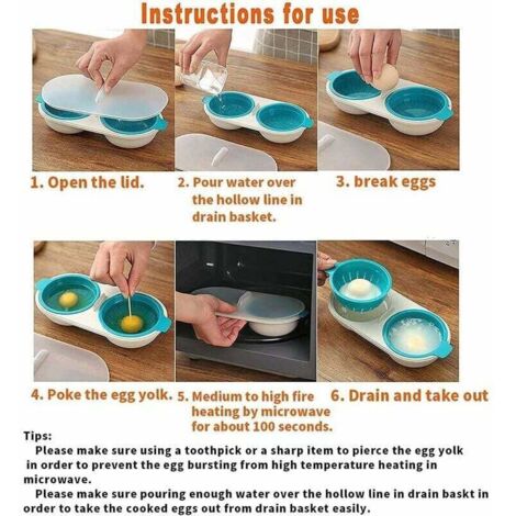 Cuiseur à œufs Pour 2 œufs|Cuiseur à œufs Avec Pique-œuf Dans Le Gobelet Doseur|3 Degrés De
