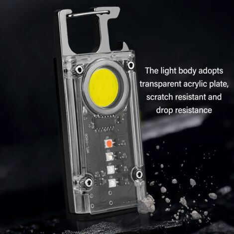 Lampe Torche Porte-clés Rechargeable USB - 200 Lumens, Portée 100m - Étanche, Mode Clignotant - Pour Randonnée, Camping