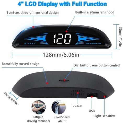 Affichage Tête Haute HUD GPS Universel – Compteur De Vitesse Numérique Sur Pare-Brise ✨ | Installation Facile | Livraison Gratuite 🇫🇷 | - Équipement Auto