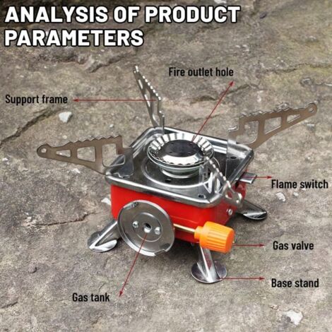 Réchaud à Gaz De Camping Kemper KE2009 - Avec 4 Cartouches Butane 190g Et Gants - Portable, Coupe-vent, Réglable - 6