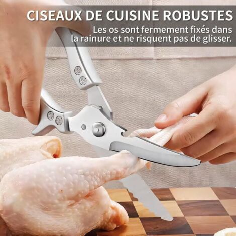 Ciseaux De Cuisine Robustes En Acier Carbone - Pour Découper Poulet, Os, Volaille, Légumes - Ciseaux Culinaires Polyvalents