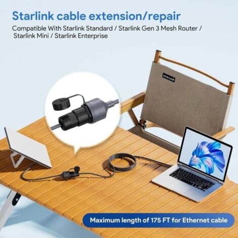 Câble D'extension Starlink Gen 3 - 46 Mètres - Cuivre 26 AWG Blindé - Compatible Satellite V3 - Imperméable