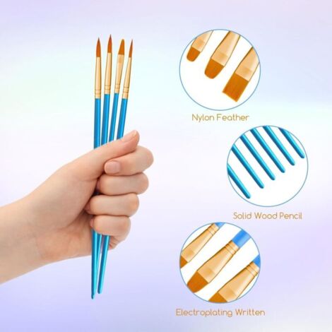 Set De 3 Pinceaux Texture Pour Peinture Acrylique, Huile, Aquarelle - Poils Nylon/Laine - Pour Débutants Et Loisirs Créatifs - 3