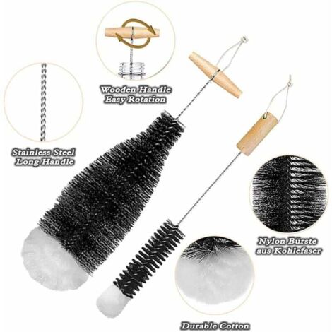 Set De 2 Goupillons Bouteille FHISKUNYU – Brosse Nettoyage 35 Cm + 34 Cm Acier Inox Poignée Ergonomique Pour Biberon, Gourde & Verre