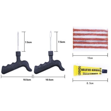 Richunie Kit Réparation Pneu Moto 100 Pièces – Meche Crevaison Voiture & Moto Avec Tournevis, Clous Caoutchouc Sous Vide Ultra-Résistants