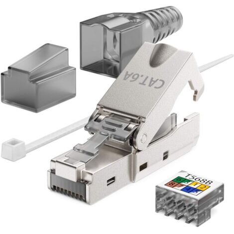 4x CAT 6a Connecteur Réseau RJ45 Sans Outil avec Connexion LSA pour ...