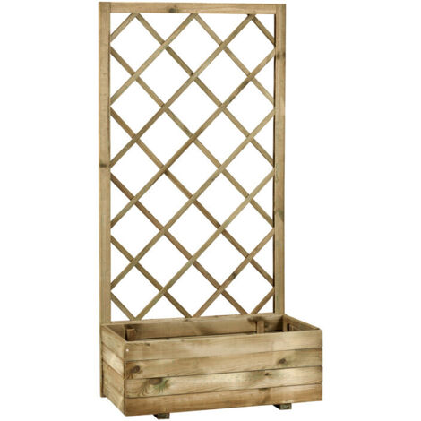 Fioriera con griglia in legno 40x80x180 cm – Struttura robusta per esterni – Design elegante per giardini e terrazzi (1/2)