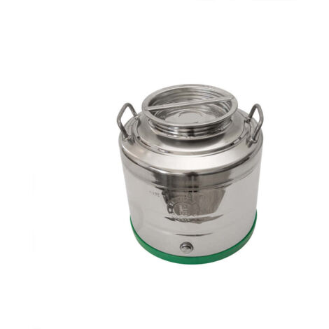 Fusto contenitore olio in acciaio inox Aisi 304 – Bocca larga 20cm – Capacità 30 litri – Fondo saldato per pulizia ottimale – Belvivere (1/5)