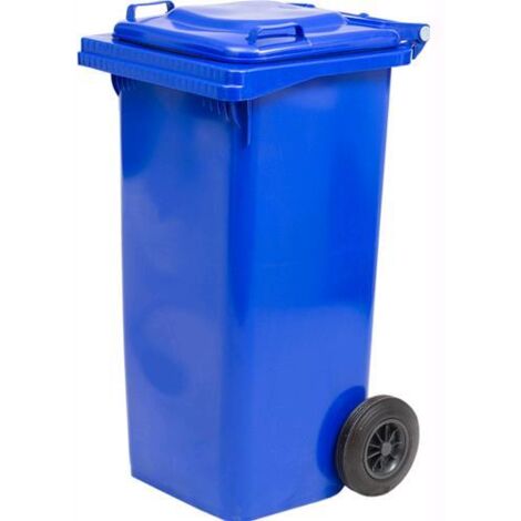 pattumiera bidone blu per spazzatura secchio con ruote 120 Lt portarifiuti