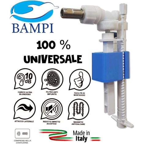 Bampi – Galleggiante universale 3/8 in abs con raccordo ottone – Riduzione rumorosità cassette scarico wc – Modello magnetic (1/2)