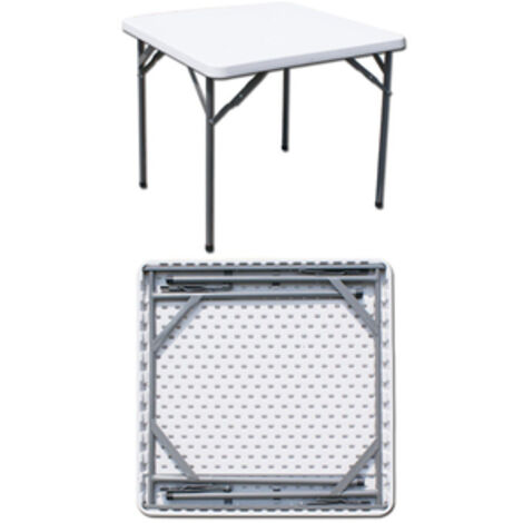 Tavolo struttura in acciaio piano in HDPE pieghevole cm 87x87x74 tavolino da picnic campeggio (1/8)
