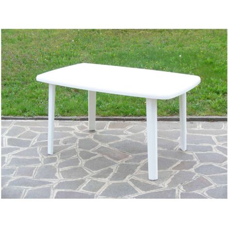 Tavolo in resina antiurto Art. 56 bianco 137x85x72 cm tavolino da giardino esterno (1/4)