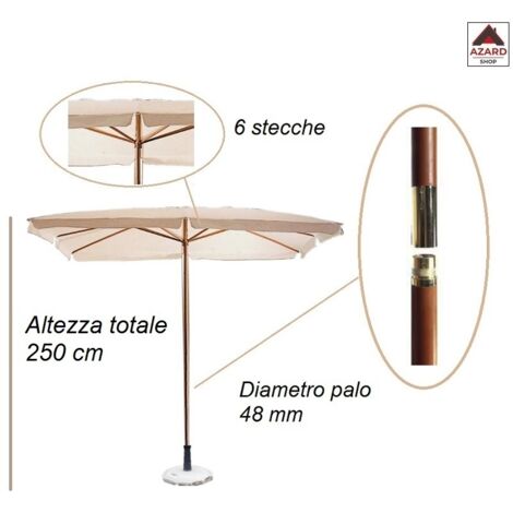 C OMBRELLONE IN LEGNO PALO 48 TUVALU 2X3M BIANCO