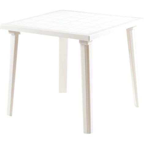 Tavolo quadrato in resina antiurto bianco 80x80x72 cm da giardino esterno (1/4)