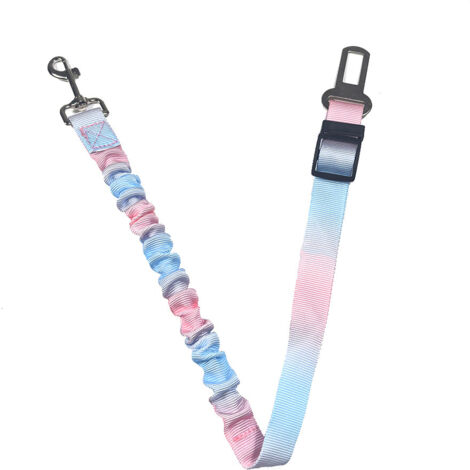 Laisse élastique rétractable pour animaux de compagnie/harnais de sécurité pour voiture/laisse pour chiens, conçue pour prévenir les morsures, dégradé rose-bleu, 65-85 cm, 65 g réglable. (1/5)