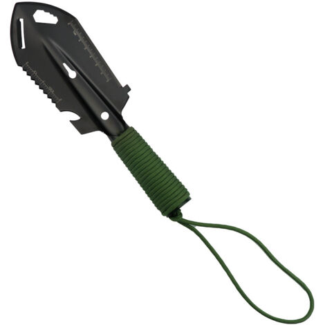 Pelle de tranchée multifonctionnelle en acier inoxydable pour l'extérieur, outil de camping et de survie en plein air, petite pelle à main montée sur véhicule, pelle de jardin, pelle de tranchée noire (1/5)